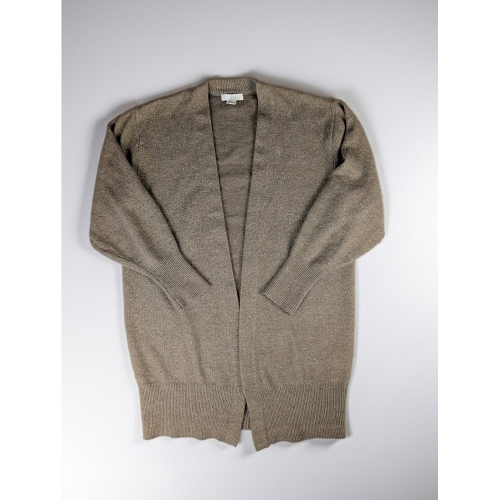 H&M Cardigan Wool Blend Taupe Longline Knit Cardigan Sweater Women's S